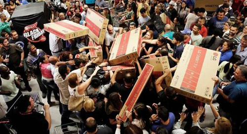 Black Friday crazy filled with shopping carts