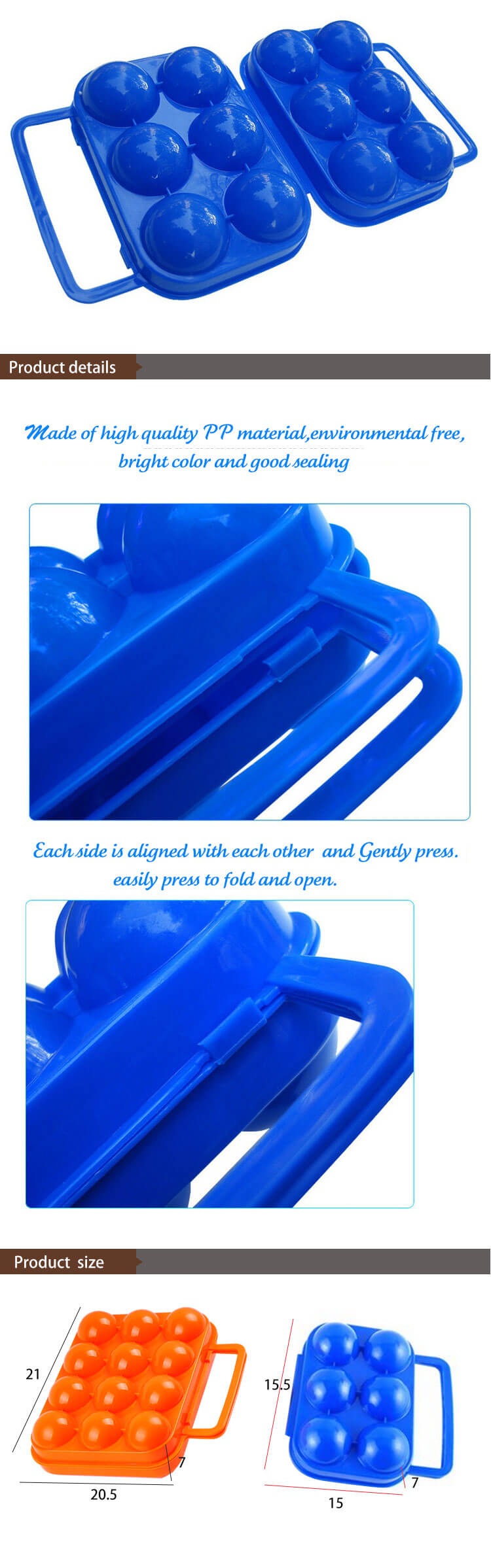 Useful Waterproof Colorful Portable Packaging Plastic Egg Box
