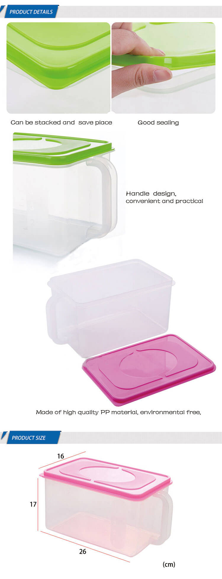 Cute Color Takeaway Airtight Plastic Dry Food Storage Container