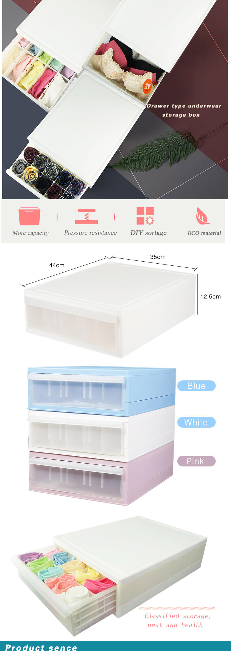 Bra Underwear Tie Socks Transparent Plastic Storage Drawer
