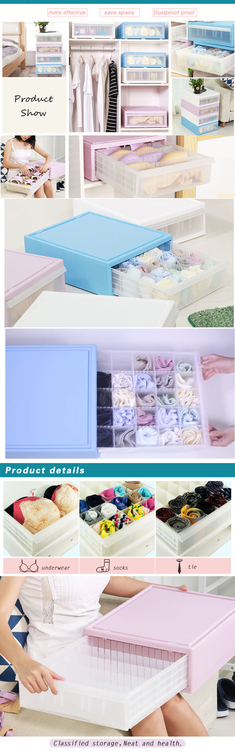 Bra Underwear Tie Socks Transparent Plastic Storage Drawer