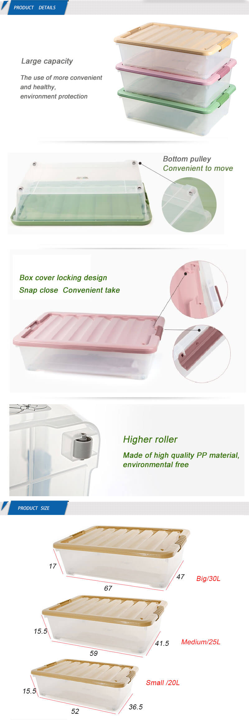 Kids Cloths Chest Waterproof Under The Bed Plastic Storage Drawer