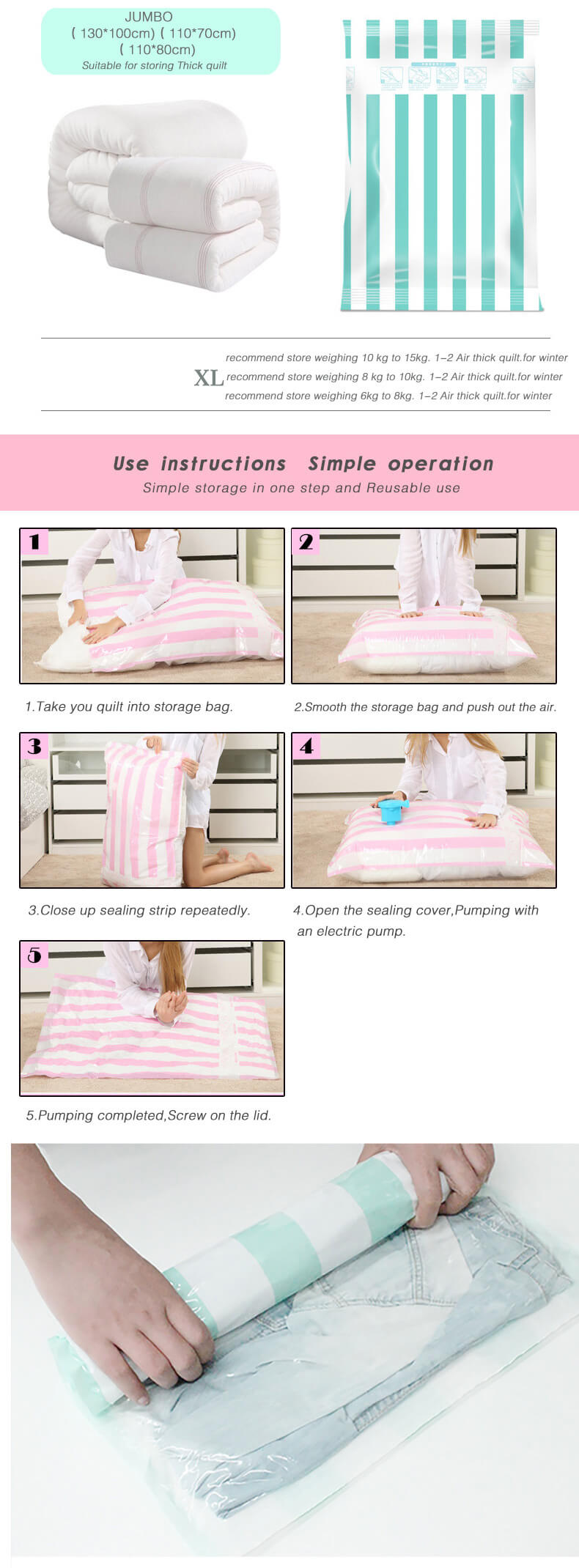 Clothing Bedding Vacuum Compressed Bag Space Saver Storage Bag