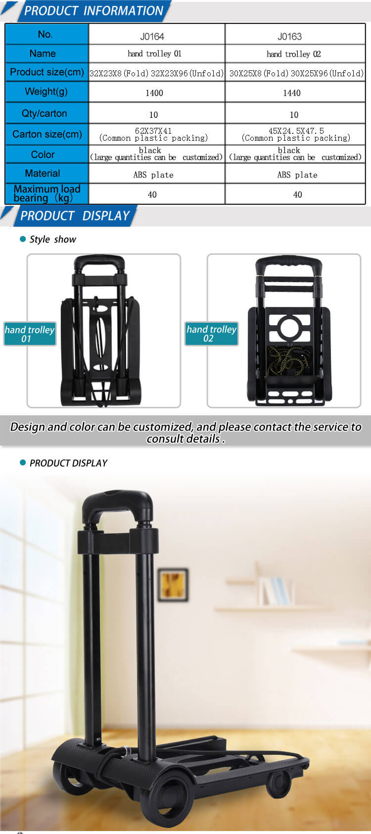 Wholesale Rolling Personal Aluminum Luggage Grocery Cart