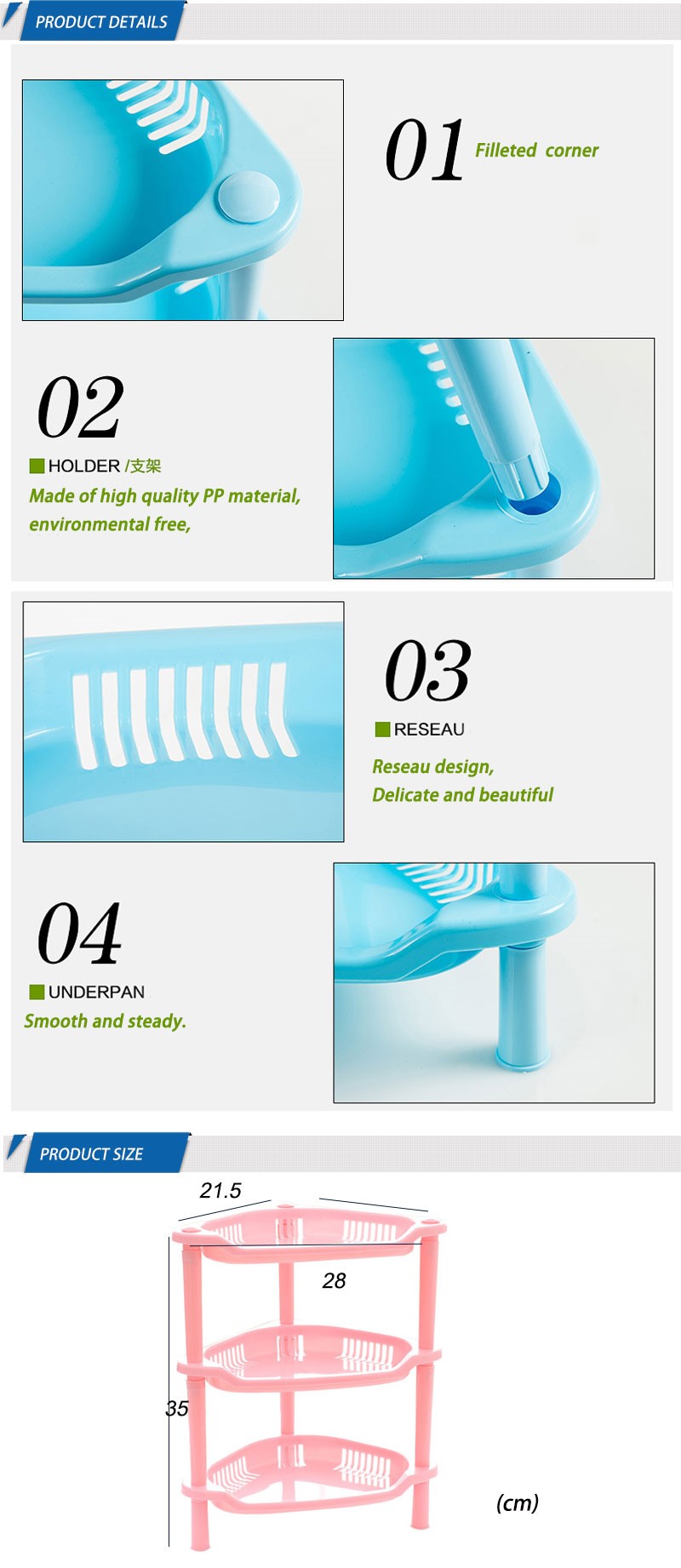 Shower Organizer Wall Corner Standing Triangle Rack Plastic Bathroom Shelf