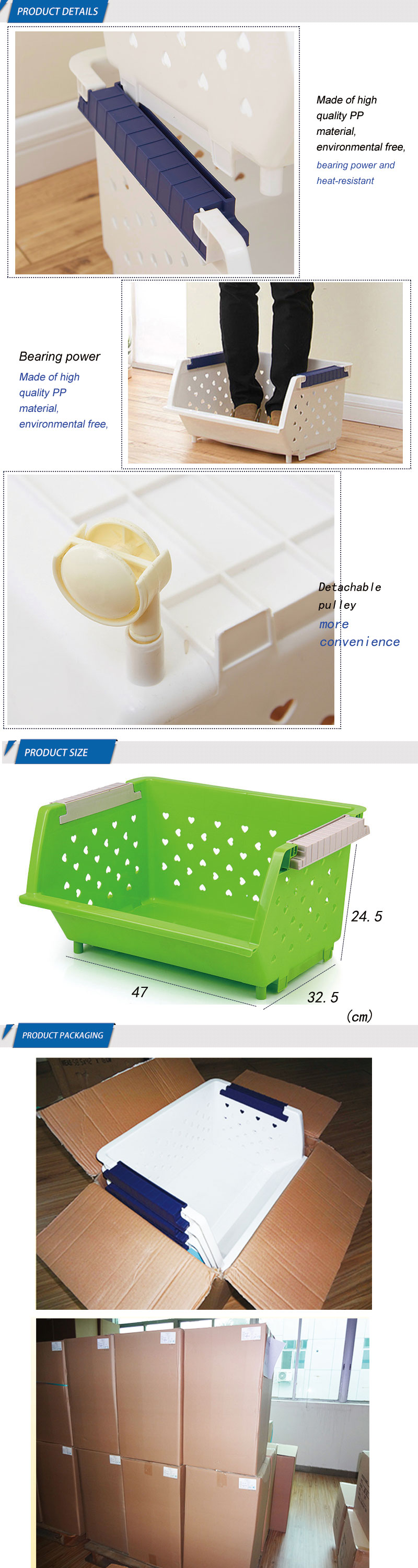 Magnetic Large Fruit And Vegetable Kitchen Plastic Storage Basket