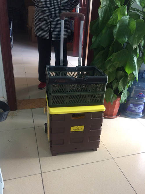 Plastic folding shopping basket samples are ready