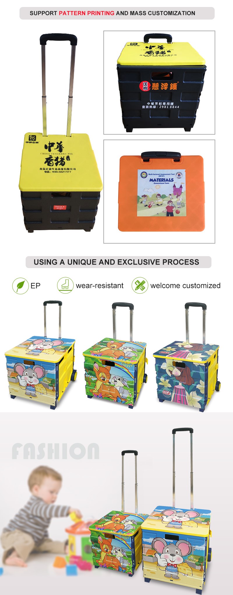 Wholesale Supermarket Folding Fabric Climb Stairs Shopping Cart With Seat