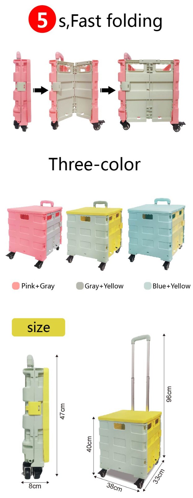 foldable grocery cart with wheels