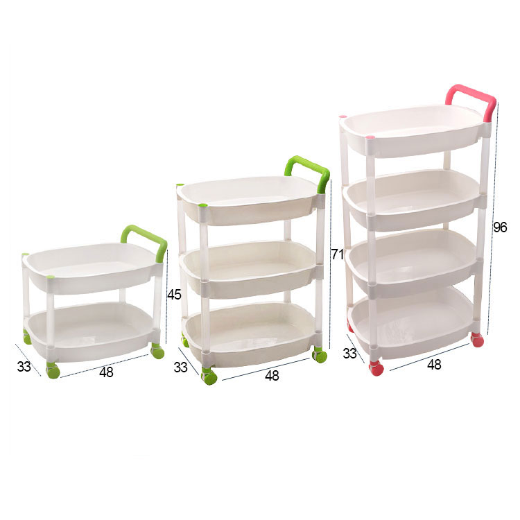 3 Tier Portable Kitchen Bathroom Utensil Trolly Plastic Storage Rack