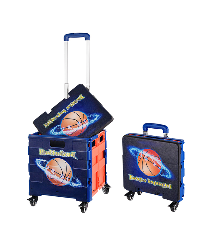 Wholesale Factory Folding Hand Push Grocery Plastic Rolling Foldable Shopping Trolley Cart