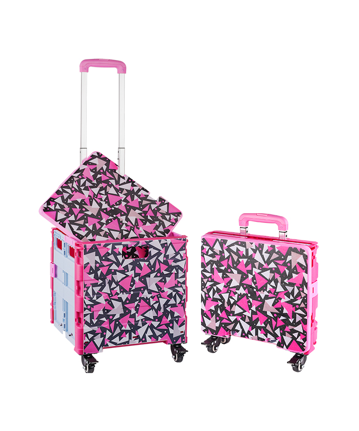 Plastic Foldable Supermarket Mini Luggage Trolleys Portable Cart with Wheel