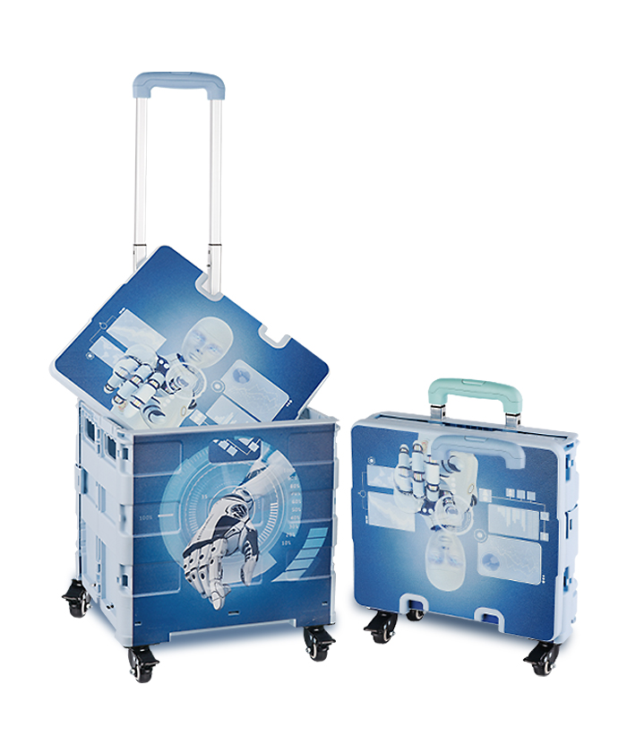 Four-wheeled Trolley Grocery Shopping Cart with lid Portable