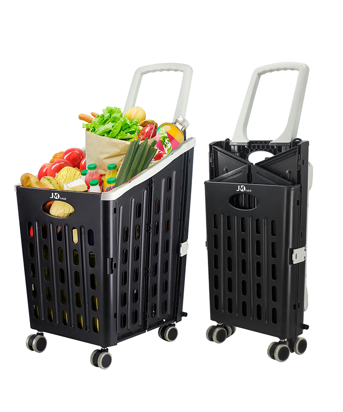 75L Foldable Rolling Crate with Wheels Collapsible Basket 